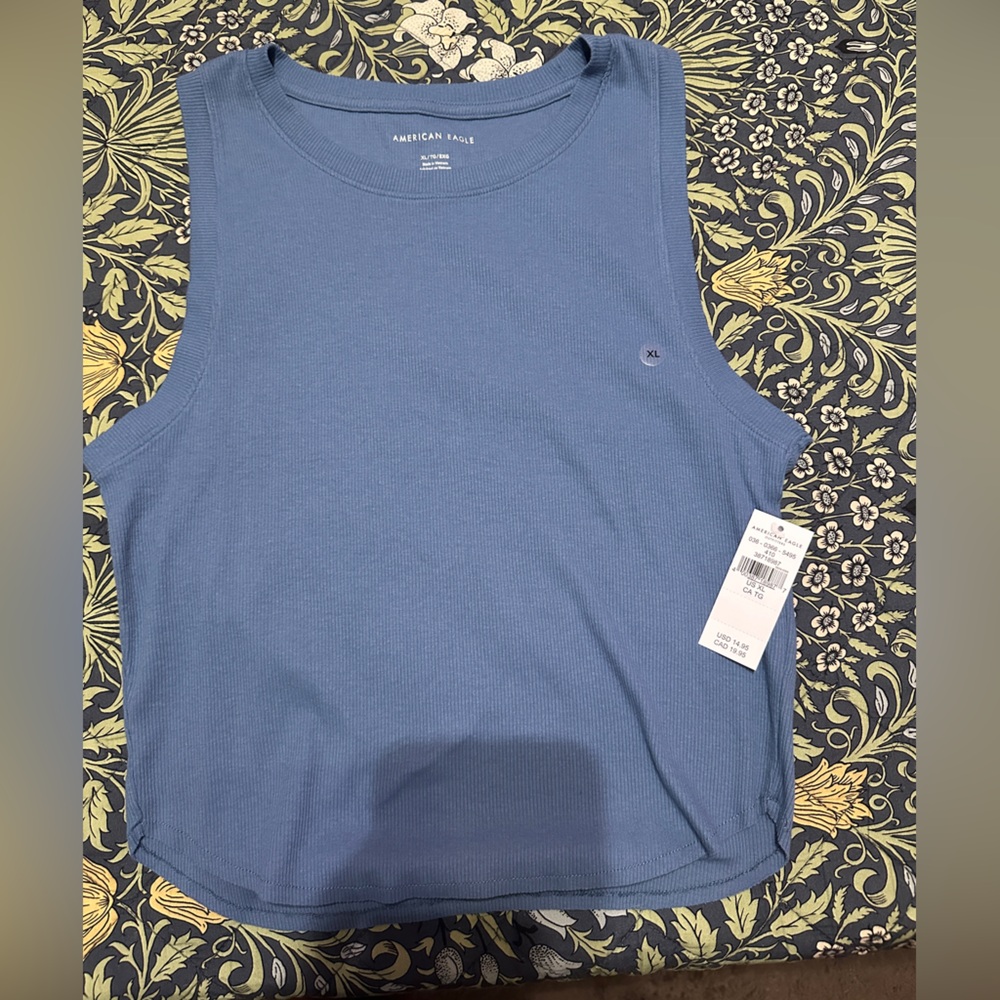 American Eagle Outfitters Blue Ribbed Tank Top